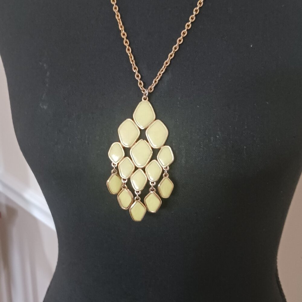 Yellow Enamel Costume Jewelry Long Necklace
